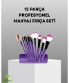 Ultra Yumuşak 12’li Makyaj Fırça Seti – Dökülme Yapmaz, Dalin Şampuan ile Temizlenebilir