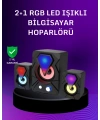 USB Bağlantılı RGB 2.1 Hoparlör Seti Derin Bas ve Renkli Işık