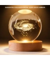 USB Bağlantılı Samanyolu Galaksi Küre Ahşap Standlı 3D Işıklı Dekor Lambası