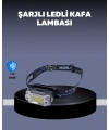 USB Şarjlı Mini LED KAFA Feneri 50m Odak 150m Geniş Aydınlatm