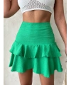 Valonlu fırfırlı etek yeşil s24681
