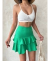 Valonlu fırfırlı etek yeşil s24681