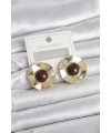Vintage Model Kahverengi Gold Renk Pirinç Kadın Küpe