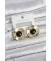Vintage Model Siyah Gold Renk Pirinç Kadın Küpe