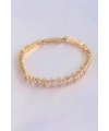 Vip Seri Pirinç Pembe Zirkon Taşlı Gold Renk Baget Model Bileklik