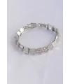 Vip Seri Pirinç Zirkon Taşlı Gümüş Renk Geometrik Bileklik