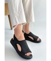 Wayi Siyah Hasır Cilt Sandalet