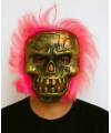 Wild Skull - Bakır Kafatası Pembe Saçlı İskelet Maske