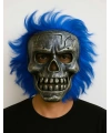 Wild Skull - Gümüş Kafatası Mavi Saçlı İskelet Maske