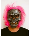 Wild Skull - Gümüş Kafatası Pembe Saçlı İskelet Maske