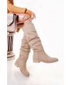 Winda Bej Süet Körüklü Çizme
