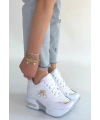 Wody Beyaz Cilt Simli Bağcıklı Spor Ayakkabı