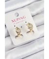 Xuping Zirkon Taşlı Kalp Model Gold Renk Kadın Küpe