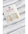 Xuping Zirkon Taşlı Sıralı Damla Model Gold Renk Kadın Küpe