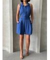 Yakalı şort tulum