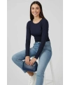 Yanı Büzgülü bluz Lacivert T4322
