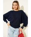 Yarasa Kol Salaş Bluz Lacivert T4273