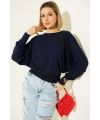 Yarasa Kol Salaş Bluz Lacivert T4273
