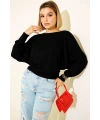 Yarasa Kol Salaş Bluz siyah T4273