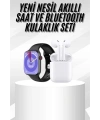 Yeni Nesil Akıllı Saat Ve Kulaklık Seti Gümüş Kasa Zarif Tasarım Çok Fonksiyonlu