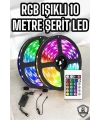 Yeni Nesil RGB Işıklı 10Metre Şerit Led Kumandalı Şarj Edilebilir