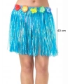 Yetişkin ve Çocuk Uyumlu Mavi Renk Püsküllü Hawaii Luau Hula Etek 40 cm