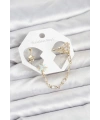 Yıldız Model Pirinç Gold Renk Zincir Bağlantılı Ear Cuff Küpe Seti