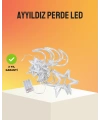 Yıldız ve Ay Figürlü Prizli Perde LED Işık Romantik Ortam Aydınlatması