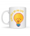 You Light Up My Life Tasarımlı Porselen Kupa Model 15 - Sevimli Ampul Desenli Hediyelik Kahve Kupası