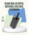 Yüksek Kapasiteli 50.000 mAh Powerbank – Type-C, Lightning ve Micro USB Uyumlu, Çoklu Cihaz Şarj Özellikli