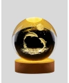 Yunus Figürlü LED Kristal Küre Ahşap Standlı Dekoratif Gece Lambası