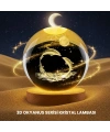 Yunus Temalı Kristal Küre USB Işıklı Ahşap Altlıklı Gece Lambası