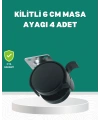 Zemin Korumalı Kilitli Ayak Tekerlek Seti 6 cm