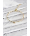 Zirkon Taşlı Yonca Model Gold Renk Kadın Bileklik