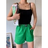 Armalı keten şort yeşil s251003