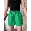 Armalı keten şort yeşil s251003
