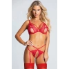 Gizotti Kadın Özel Bölgeleri Açık Fantezi Takım Kırmızı