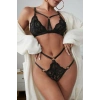 Gizotti Kadın Özel Tasarım Halkalı Sütyen Takım Siyah
