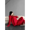 GİZOTTİ LOVE KIRMIZI DÜZ UZUN SATEN PİJAMA