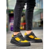 KB-X8 Kuback Siyah Sarı Cilt Yüksek Taban Günlük Spor Ayakkabı