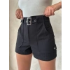 Kemer detaylı gabardin şort siyah s25289