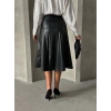 Komple parçalı deri etek siyah h26441