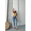 Mom fit bıyık kar yıkama jeans pantolon koyu mavi d2006