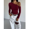 Omuz detaylı kollu bluz bordo f2336