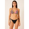 Pembe Leopar Desen Detaylı Üçgen Bikini