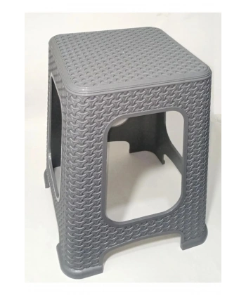 1 Adet Büyük GRİ Tabure  Kir Tutmaz 45cm Hasır Örgü Yemek Masasına Uygun Alt Kuşaklı Sağlam Dizayn