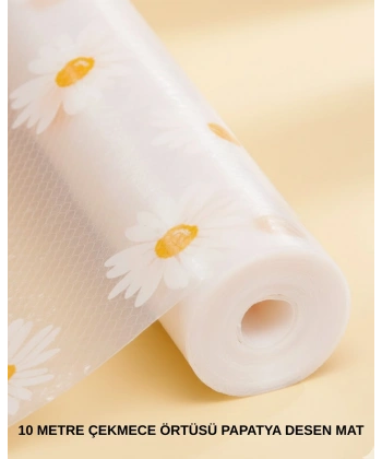 10 Metre Papatya Desenli Kaymaz Dolap ve Çekmece İçi Mat