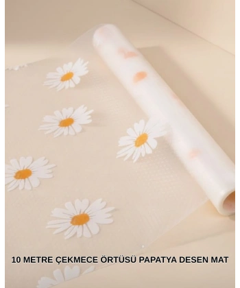 10 Metre Papatya Desenli Kolay Temizlenebilir Çekmece Matı