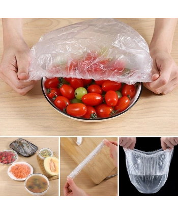 100 Adet Lastikli Tazeliği Koruyan Tencere ve Tabak Bonesi  Esnek Strech Kapak