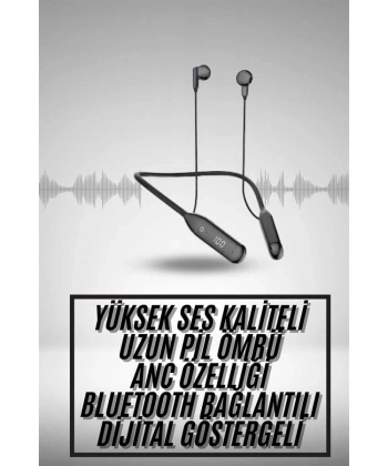 100 Saat Kablolu Boyun Askılı Dijital Göstergeli Bluetooth Kulaklık
